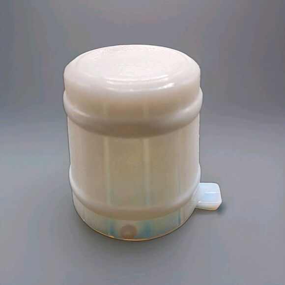 Opal 50's Vintage White Milk Glass Wood Pattern Water Bucket Pail Single Ashtray - Picture 9 of 10